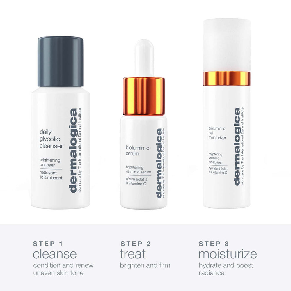 Three Dermalogica daily brightness booster products on a white background